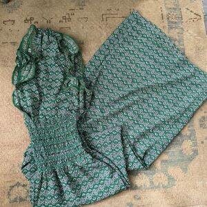 Max Studio London Green Mosaic Jumpsuit